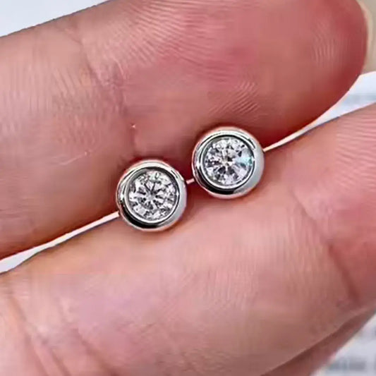 Bezel Round Cut Lab Diamond Earring Studs 925 Silver (0.4 Ct. Tw.)