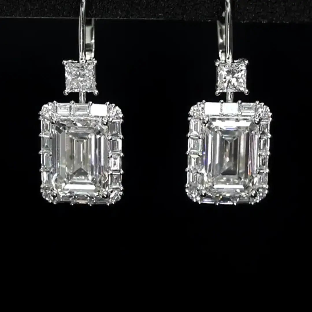 Emerald-Cut Lab Grown Diamond Drops Earrings