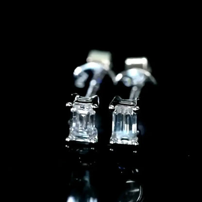 Emerlad Cut Lab Grown Diamond Stud Earrings (0.4 CTW - D-F/ VS-VVS)