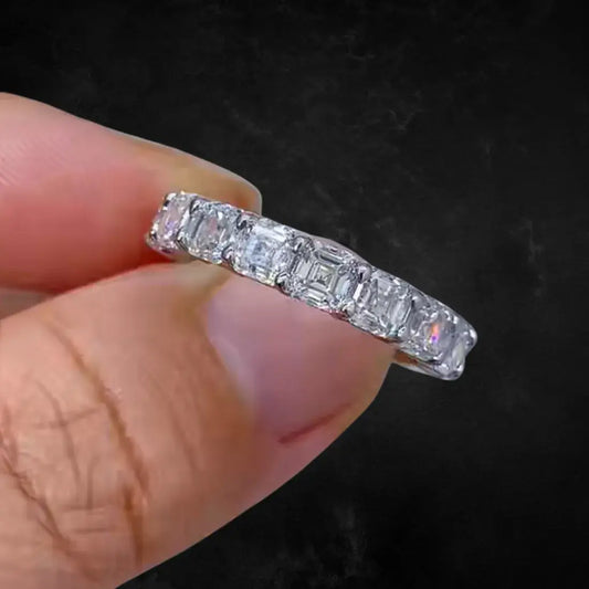 Half Asscher Cut Half Radiant Cut Lab Diamond Eternity Ring