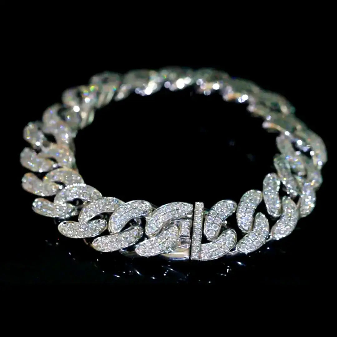 Luxuriöses kubanisches Gliederarmband aus 18 Karat Gold mit im Labor gezüchteten Diamanten für Herren