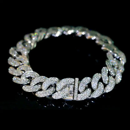 Luxuriöses kubanisches Gliederarmband aus 18 Karat Gold mit im Labor gezüchteten Diamanten für Herren