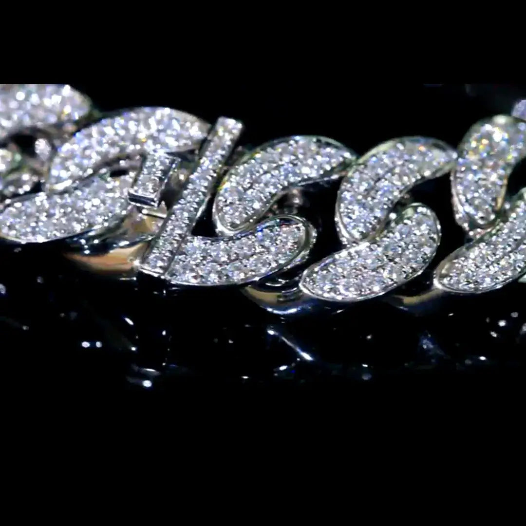 Luxuriöses kubanisches Gliederarmband aus 18 Karat Gold mit im Labor gezüchteten Diamanten für Herren