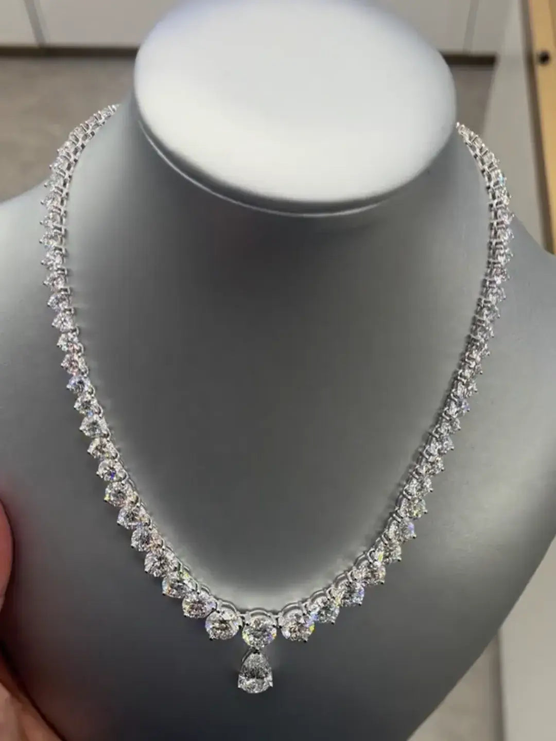 Luxury Tennis Necklace Lab Grown Diamond 18K White Gold