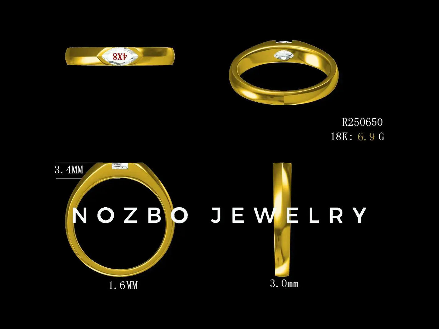 Marquise Cut Lab Diamond Ring Yellow Gold