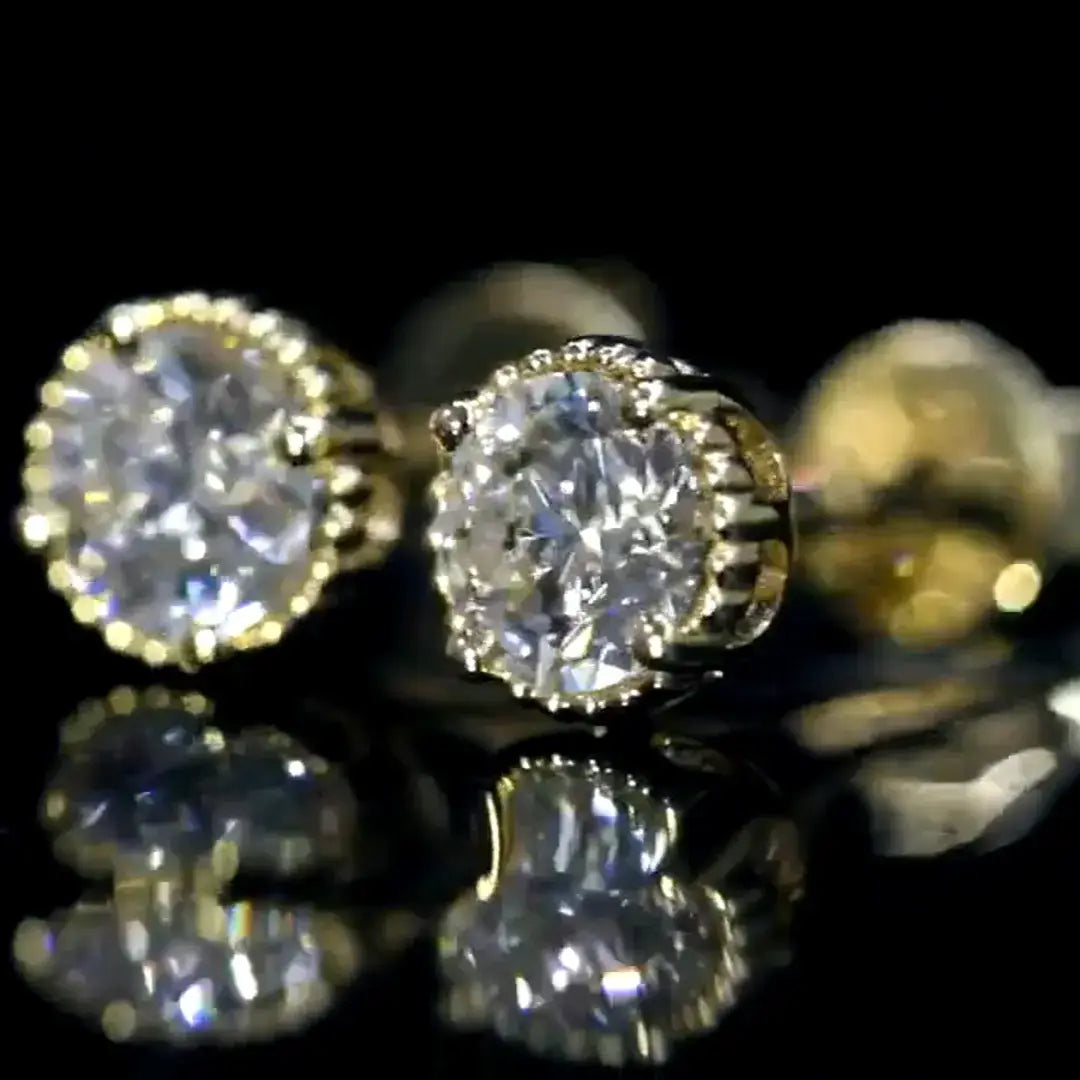 Milgrain Bezel Lab Grown Diamond Stud Earrings （0.6CTW D-E VS-VVS）