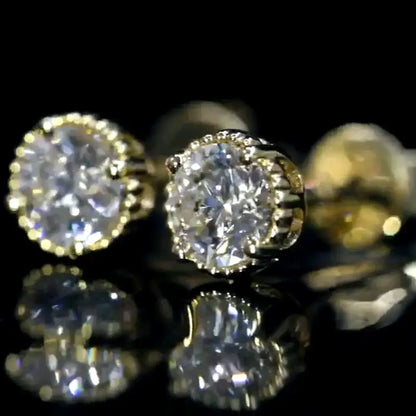 Milgrain Bezel Lab Grown Diamond Stud Earrings （0.6CTW D-E VS-VVS）