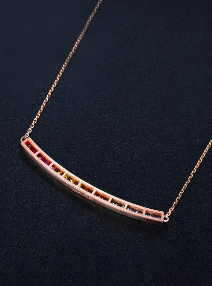 NOZBO 18K Gold Colored Sapphire Rainbow Smile Necklace