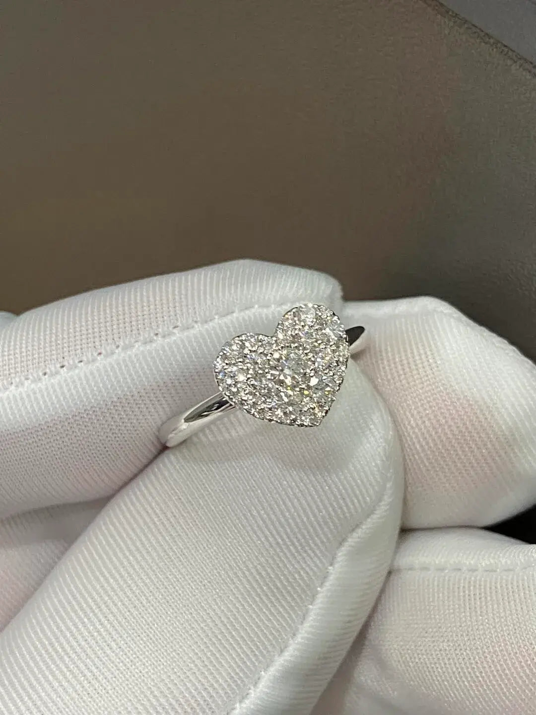 Pavé Heart Lab Diamond Engagement Ring