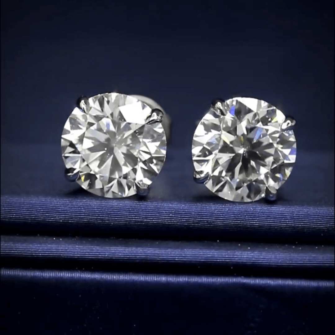 Round Lab Diamond Stud Earrings Four-Prong Setting 18K Gold (6 Ct. Tw.)