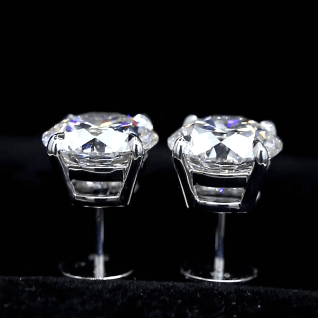 Round Lab Diamond Stud Earrings Four-Prong Setting 18K Gold (6 Ct. Tw.)