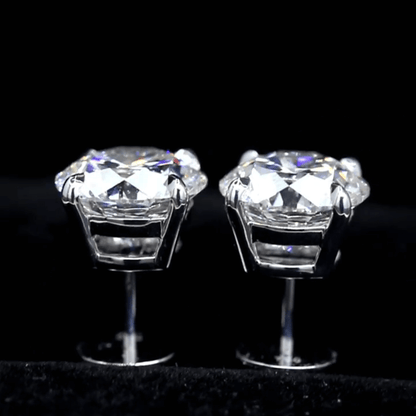 Round Lab Diamond Stud Earrings Four-Prong Setting 18K Gold (6 Ct. Tw.)
