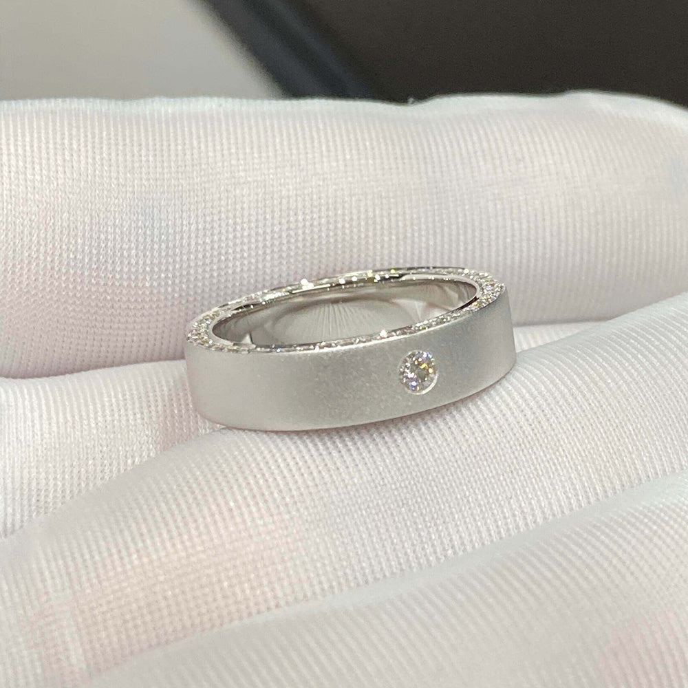 Unique Single-Row Men's Lab Diamond Wedding Ring
