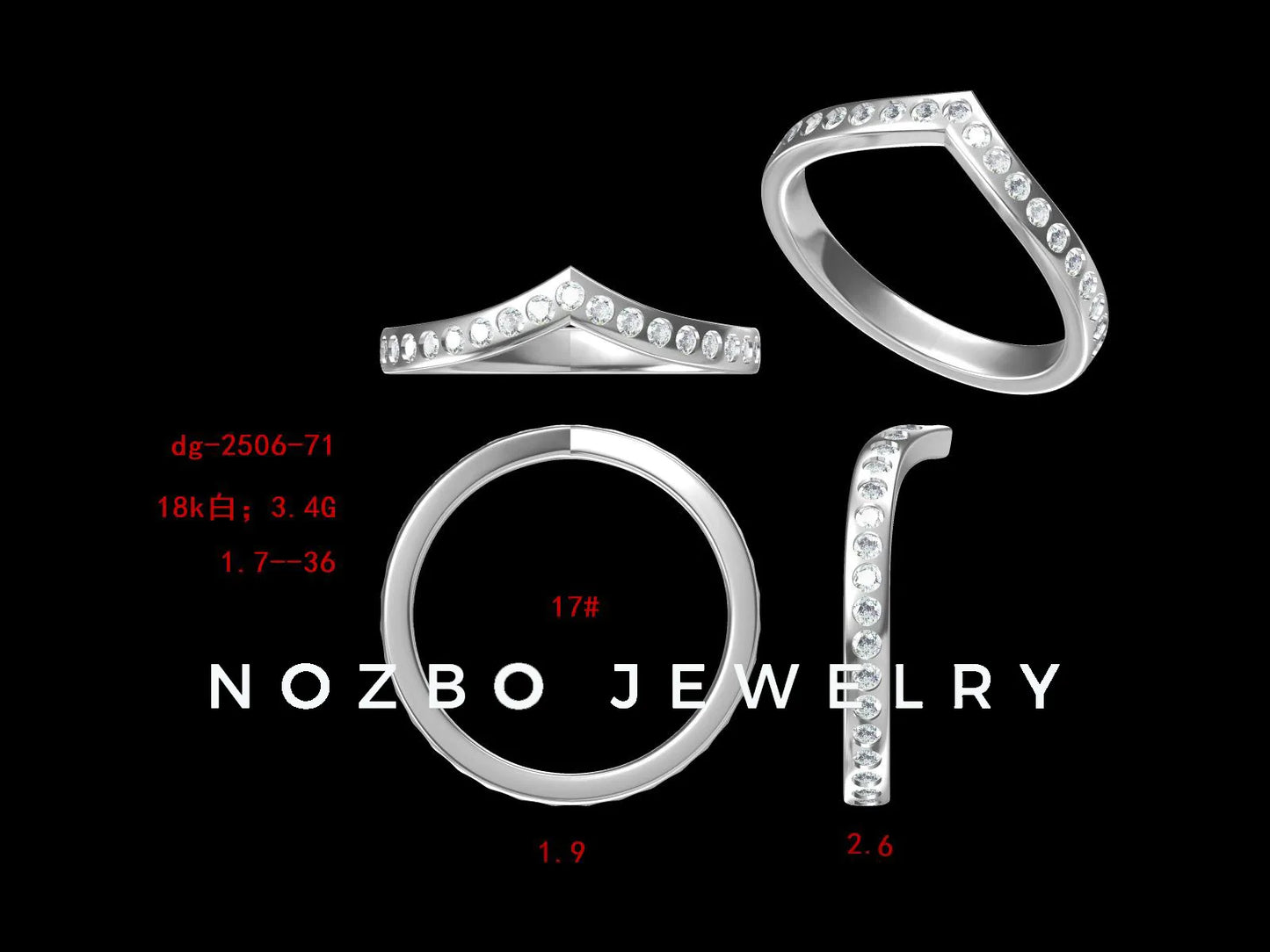 V Shape Round Cut Lab Diamond Eternity Ring