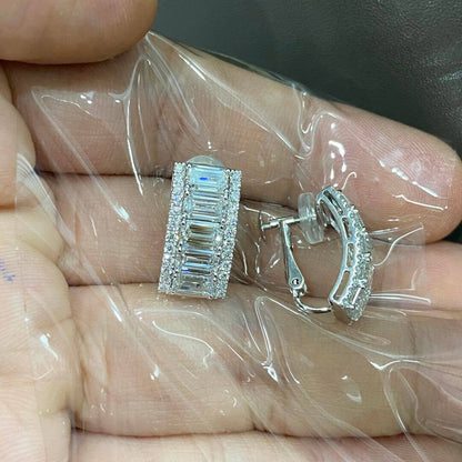 Emerald Cut Lab Diamond Clip-On Earrings