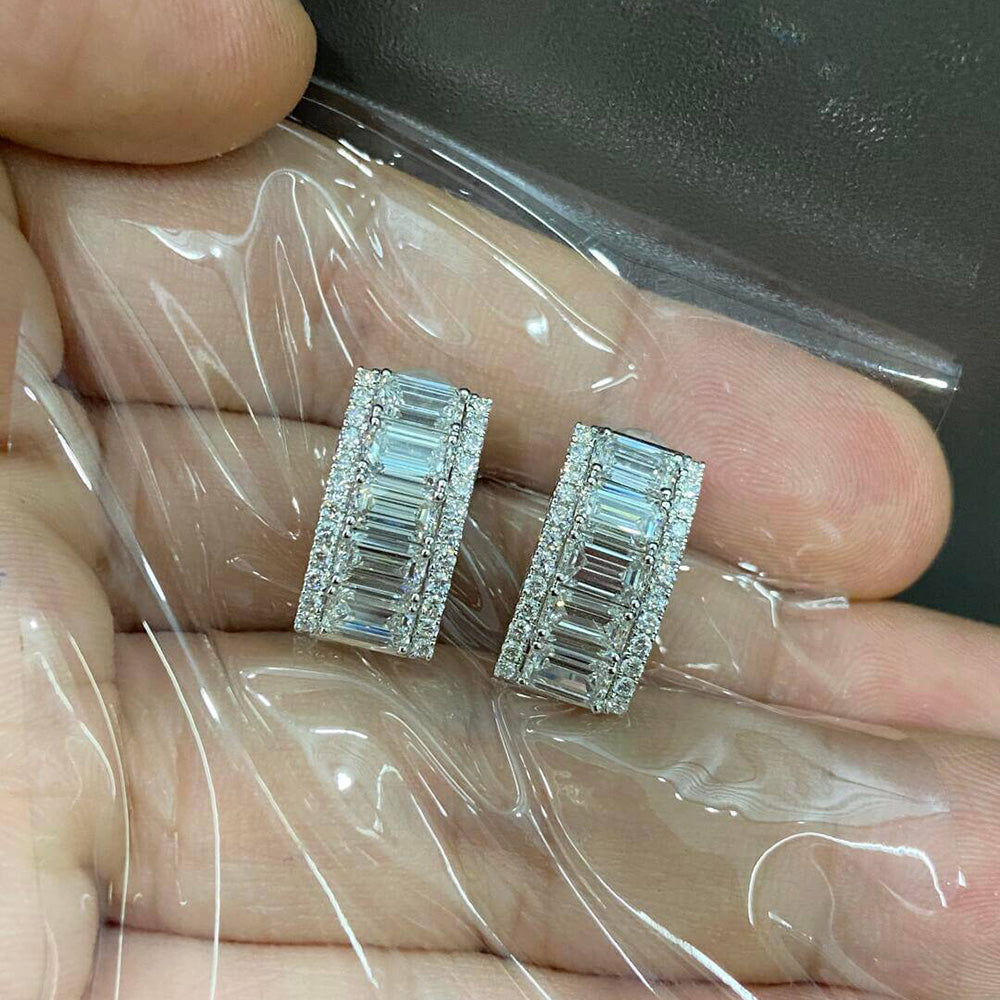 Emerald Cut Lab Diamond Clip-On Earrings
