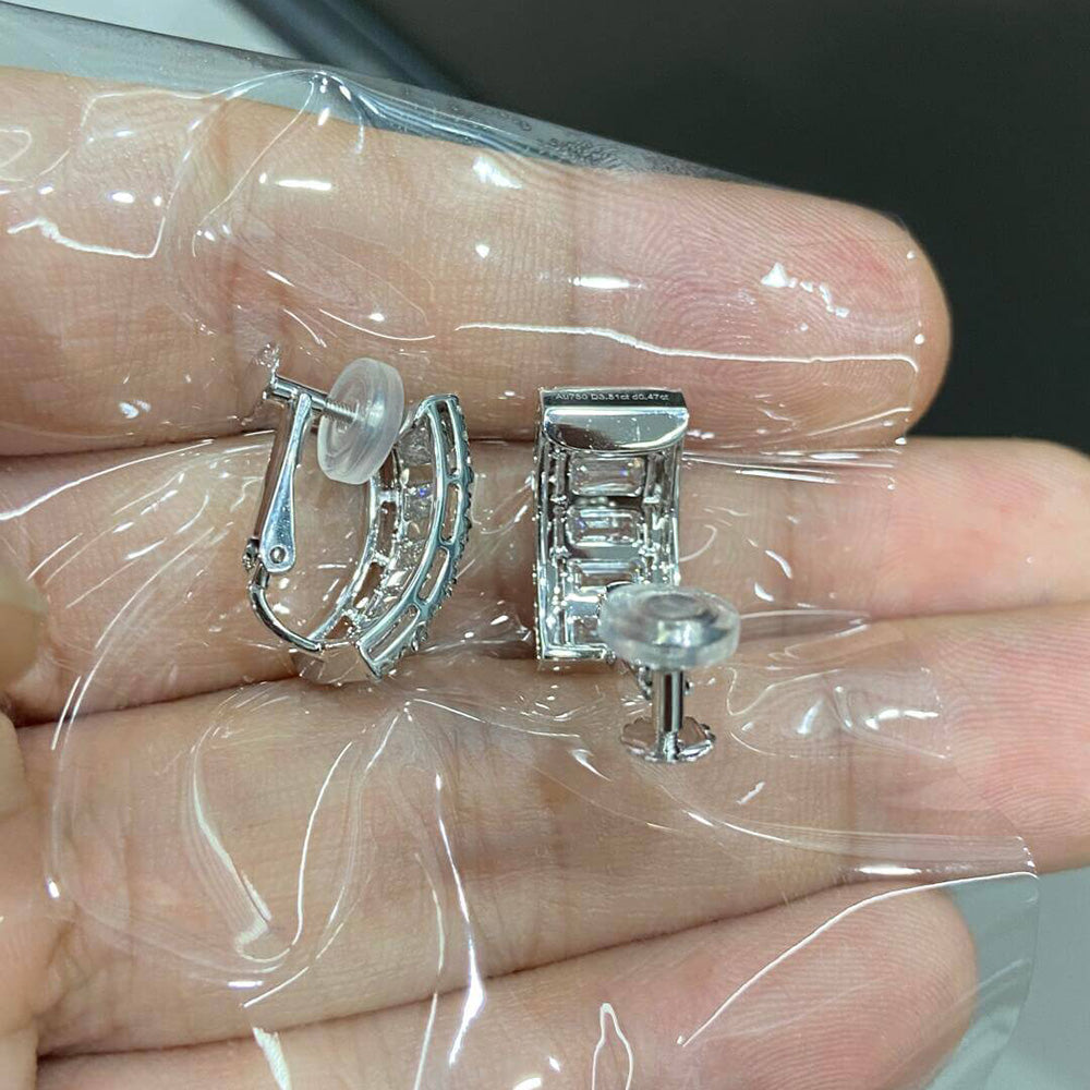 Emerald Cut Lab Diamond Clip-On Earrings