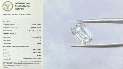 3.26 Carat Emerlad Cut Lab-Grown Diamond