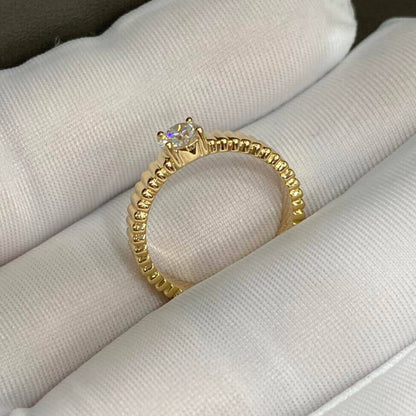 Vintage Engagement Ring Round Lab Diamond Solitaire Ring Prong Set Anniversary Unique Ring Hand Ribbed