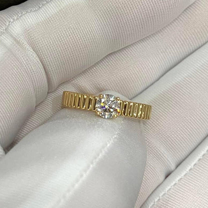 Vintage Engagement Ring Round Lab Diamond Solitaire Ring Prong Set Anniversary Unique Ring Hand Ribbed