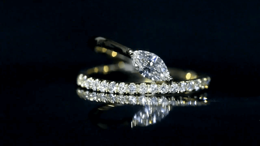 0.3CT Marquise Lab Diamond Dual Band Ring 18K Gold