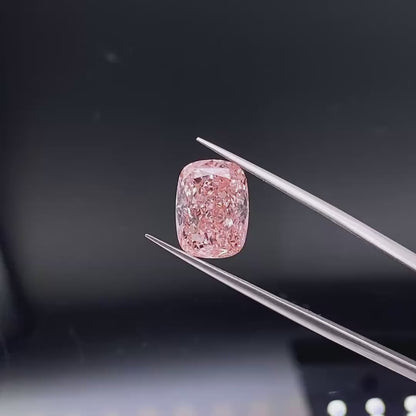 6.04 CARAT FANCY VIVID PINK CUSHION MODIFIED BRILLIANT CUT LAB DIAMOND