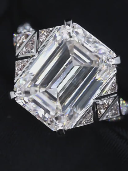 16 Carat Emerald Cut Lab Grown Diamond Luxury Ring