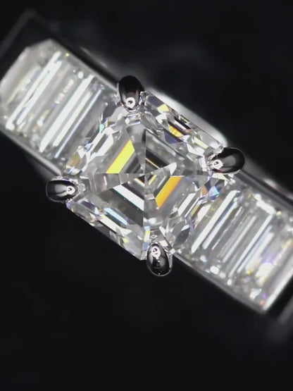 2 Carat Asscher Cut Lab Diamond Ring