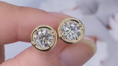 Bezel Round Lab-Grown Diamond Earring Studs (2.01 Ct. Tw.)