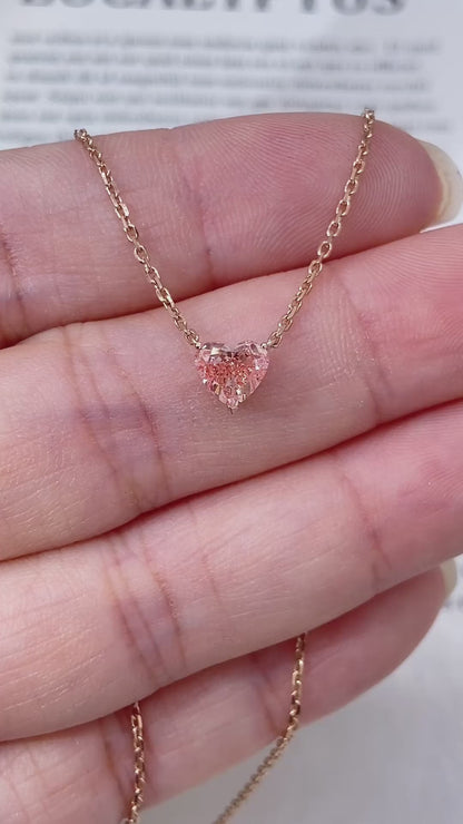 Heart Cut Pink Lab Diamond Pendant Necklace