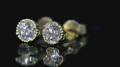 Milgrain Bezel Lab Grown Diamond Stud Earrings （0.6CTW D-E VS-VVS）