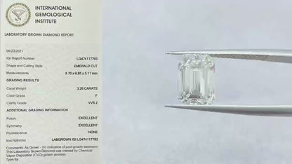 3.26 Carat Emerlad Cut Lab-Grown Diamond