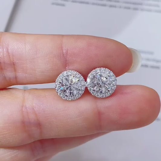 1.7ctw Round Lab Diamond Halo Earrings, 2 Ways to Wear
