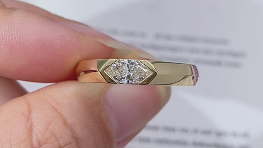 Marquise Cut Lab Diamond Ring Yellow Gold