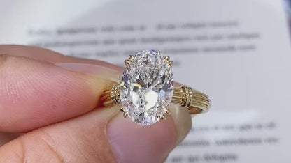 3 Carat Oval Cut Lab Diamond Engagement Ring