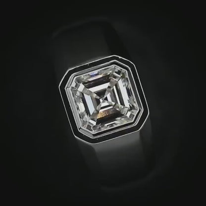 2 Carat Asscher Cut Lab Diamond Men's Ring
