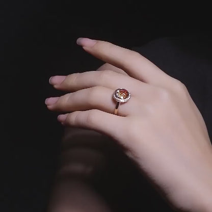 NOZBO Invisible Set Natural Rainbow Sapphire Statement Ring 18K Rose Gold