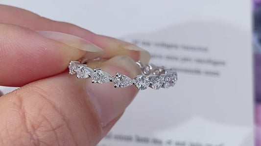 Round and Pear Cut Lab Diamond Eternity Ring