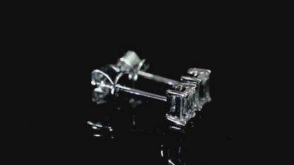 Emerlad Cut Lab Grown Diamond Stud Earrings (0.4 CTW - D-F/ VS-VVS)
