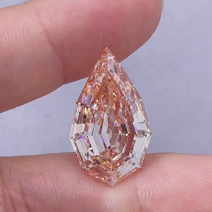 15.69 CARATS FANCY INTENSE PINK PEAR STEP CUT LAB-GROWN DIAMOND