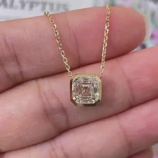 2 Carat Asscher Cut Lab Diamond Pendant Necklace