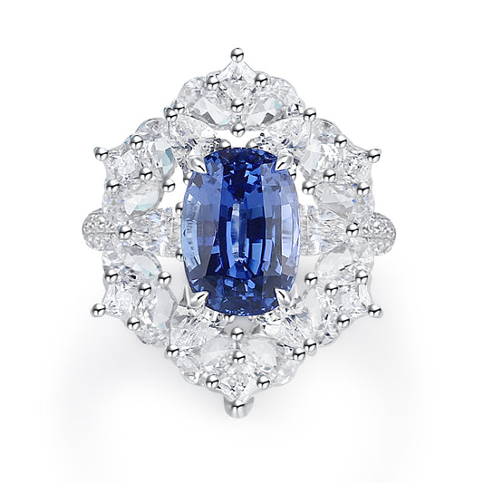 Bague/pendentif convertible en saphir de laboratoire polyvalent et diamant en or 14 carats