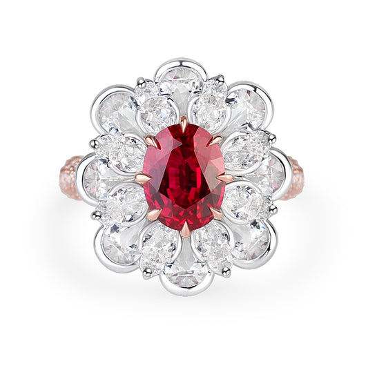 14K gold lab - grown ruby ring top - class technology unique style