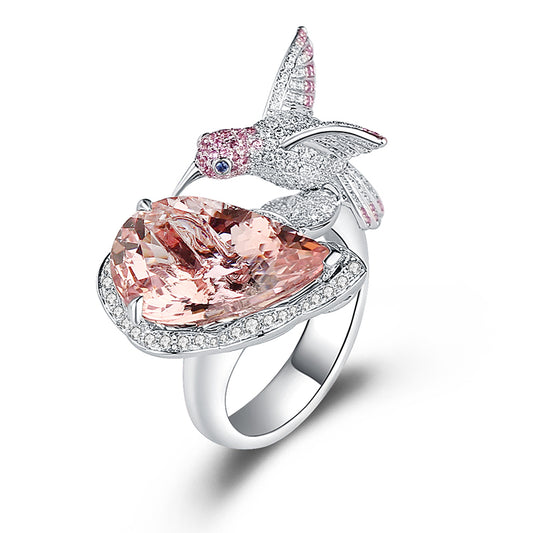 Floraler Vogel-Cocktailring – 14K Goldschmuck